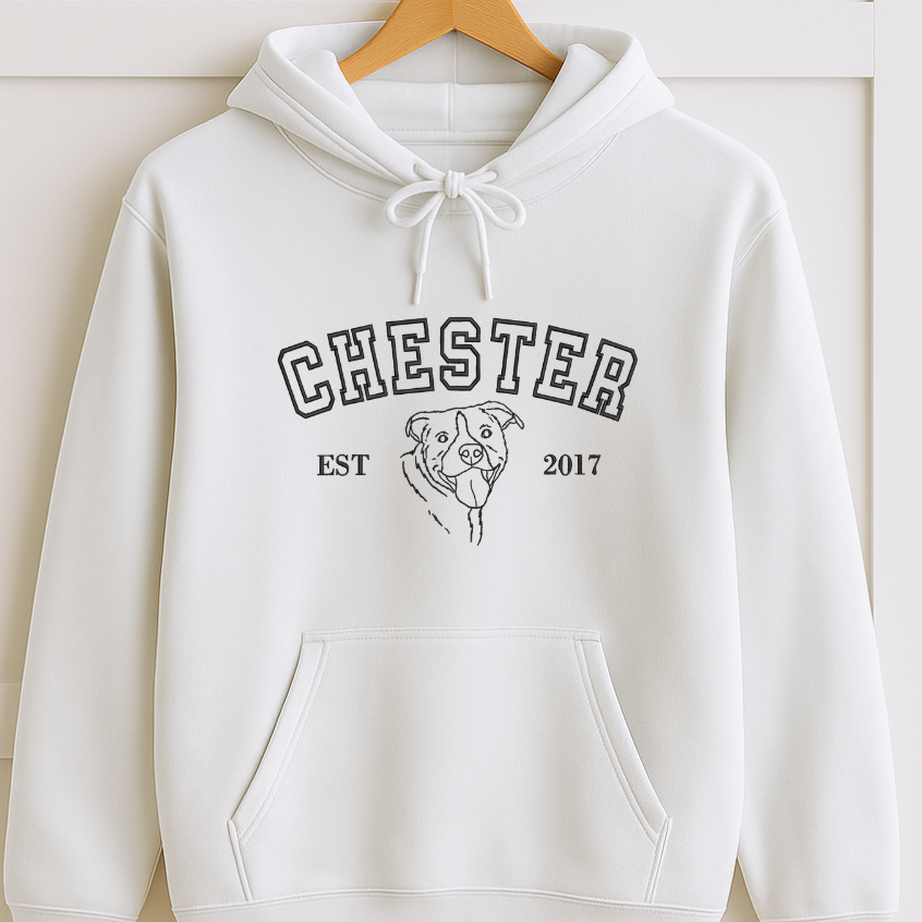 Embroidered Varsity Custom Line Art  Hoodie
