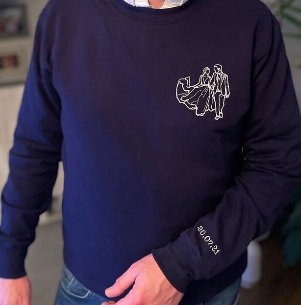Embroidered Custom Line Art Hoodies and Sweatshirts - Twin Flame Custom