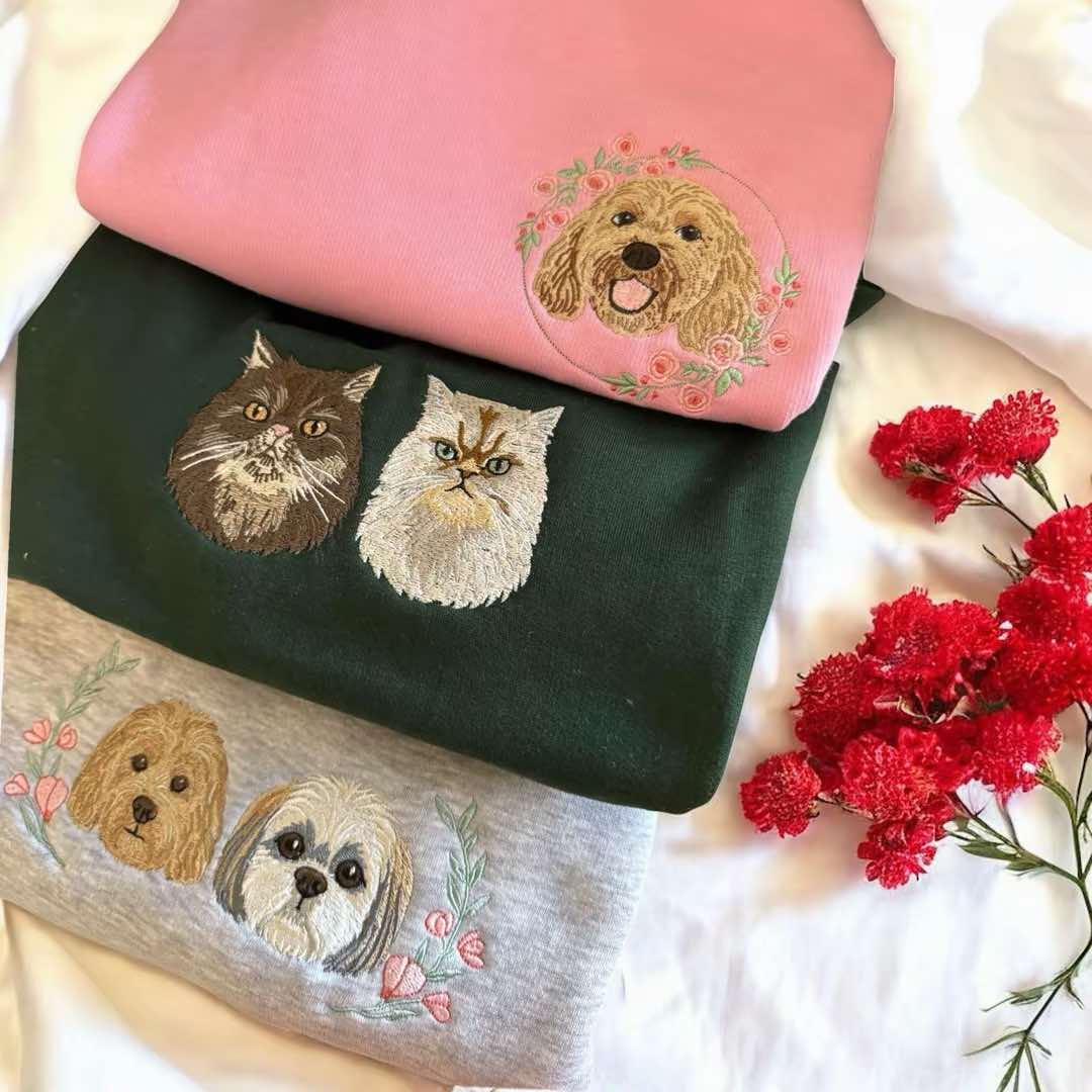 Embroidered Pet Face Custom Hoodie - Twin Flame Custom