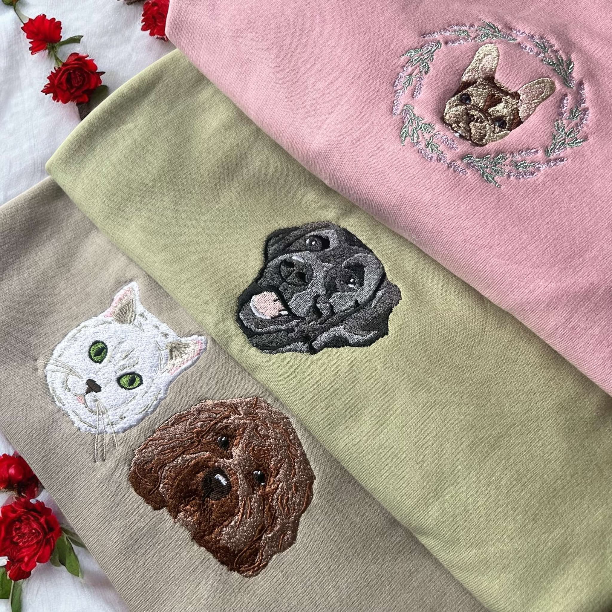 Embroidered Pet Face Custom Hoodies and Sweatshirts - Twin Flame Custom