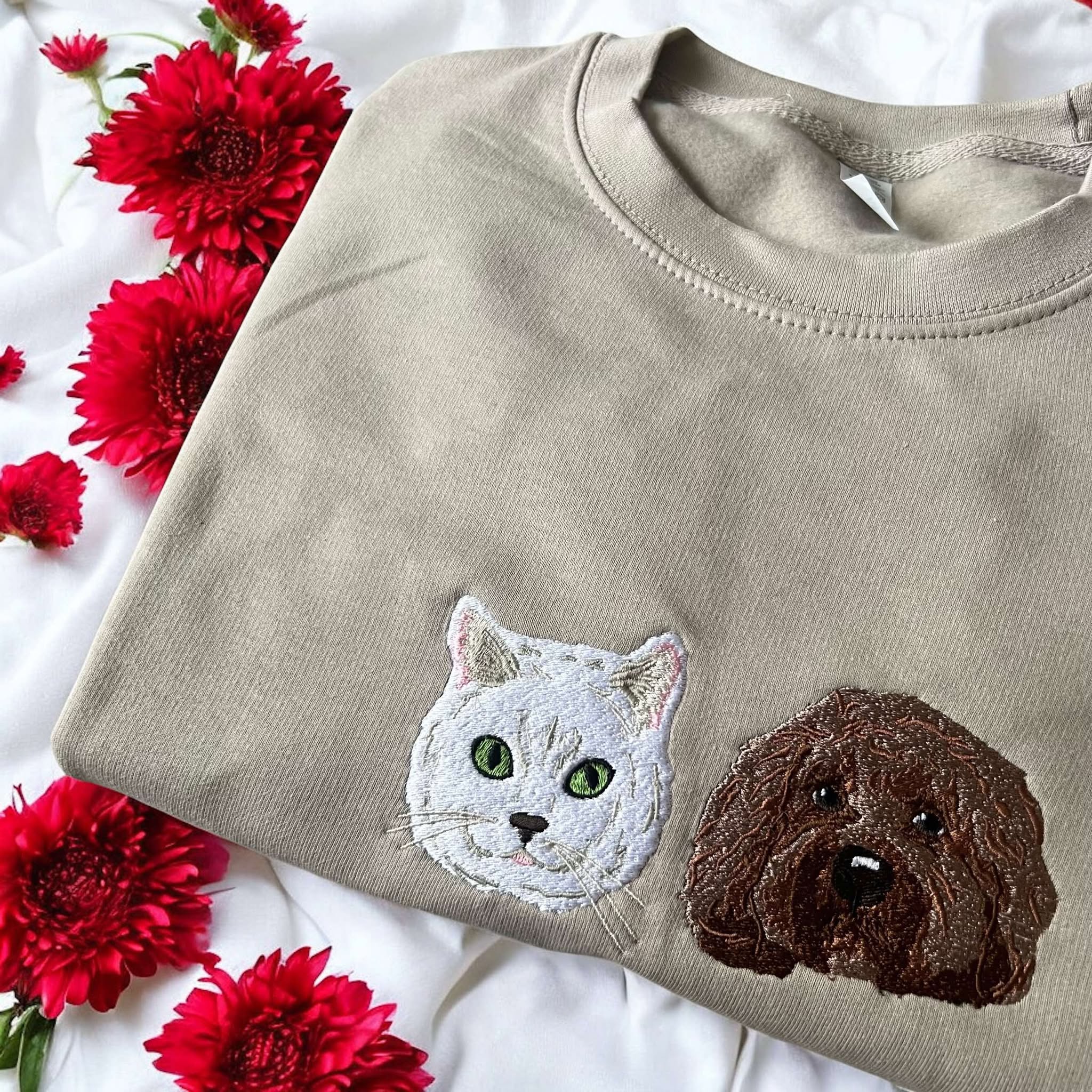 Embroidered Pet Face Custom Hoodies and Sweatshirts - Twin Flame Custom