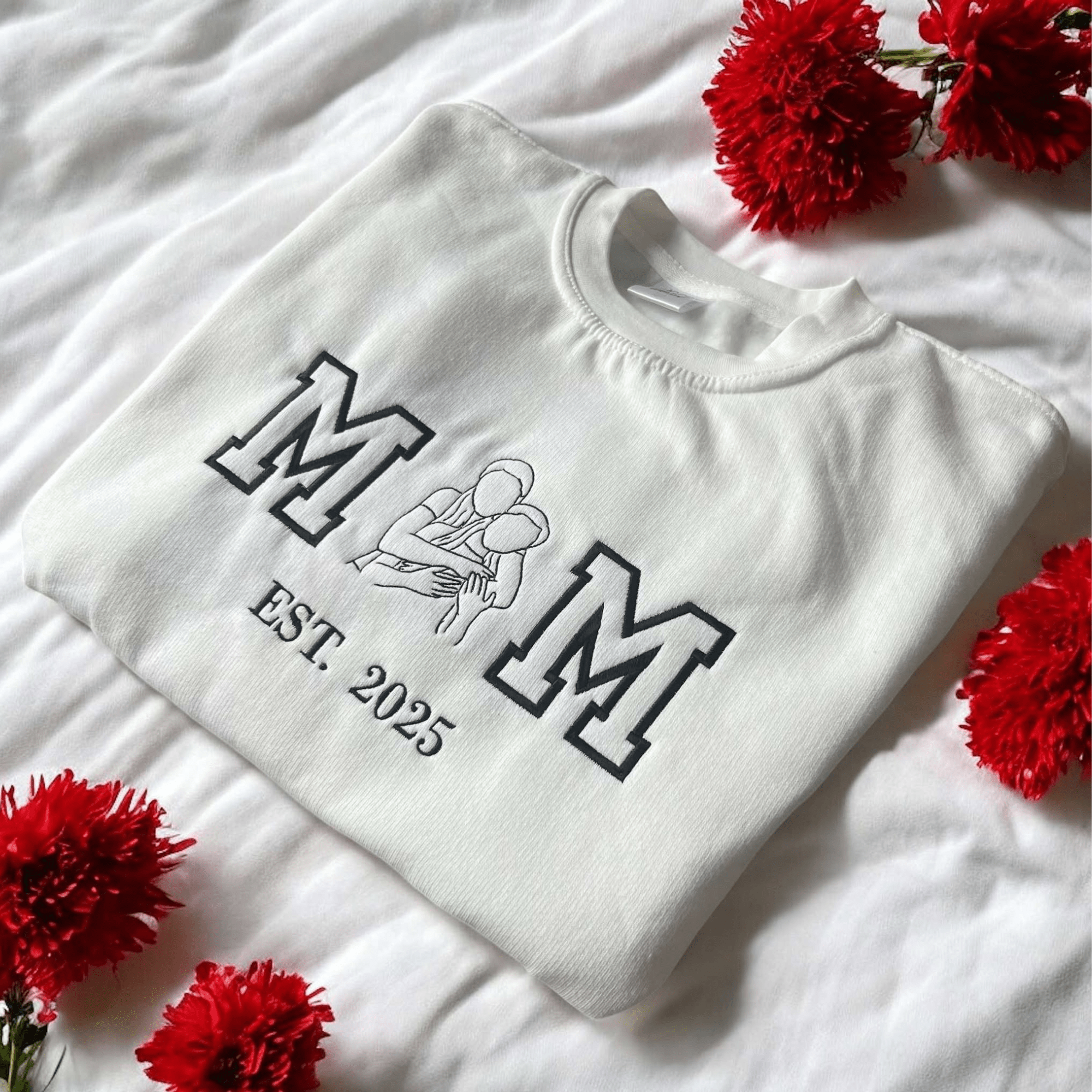 Embroidered Varsity Custom Line Art Hoodies and Sweatshirts - Twin Flame Custom