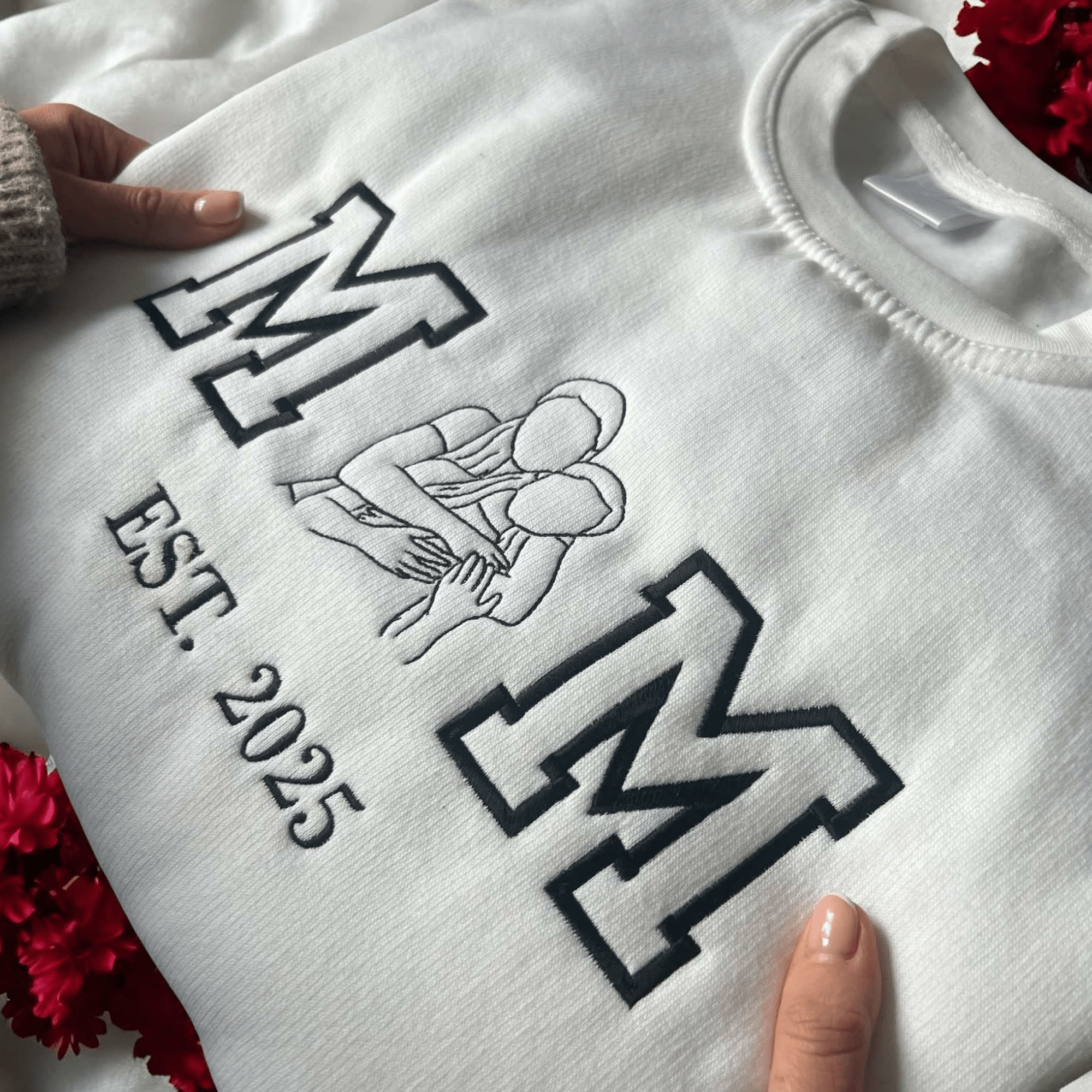 Embroidered Varsity Custom Line Art Hoodies and Sweatshirts - Twin Flame Custom