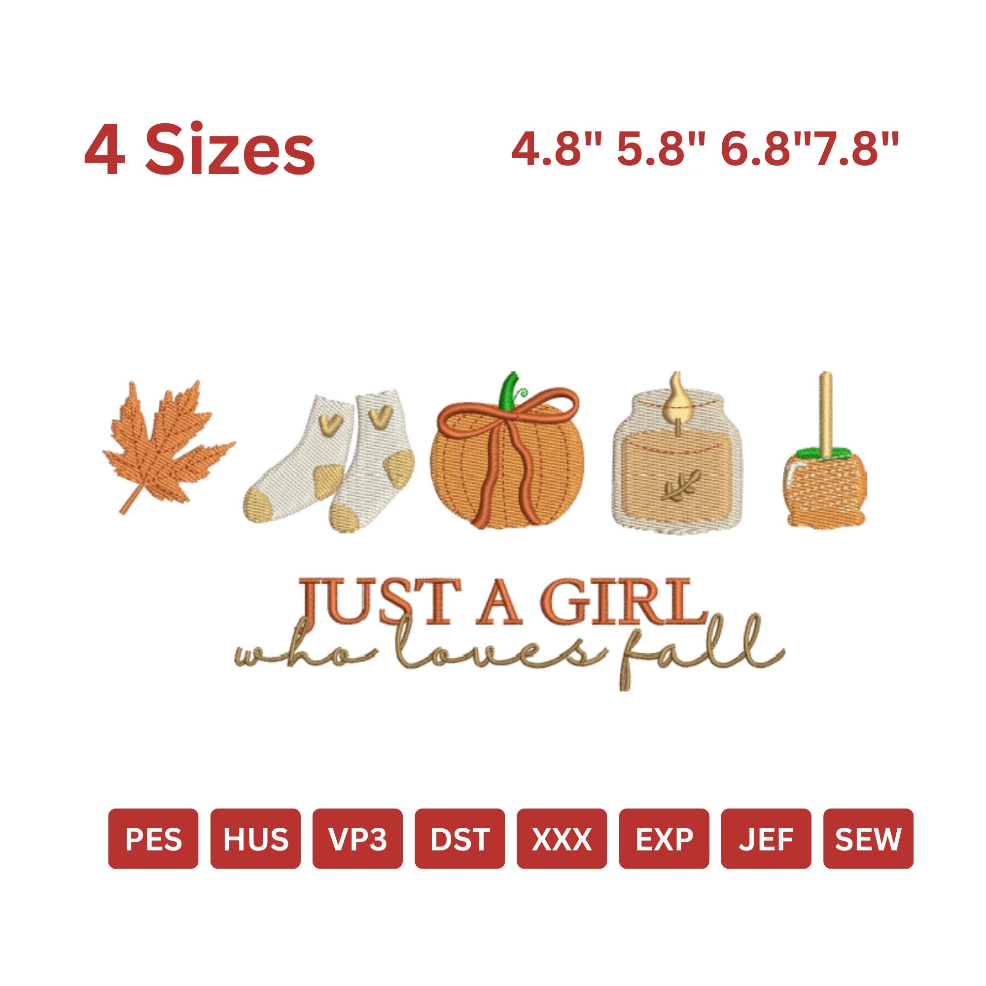 Just A Girl Fall Embroidery File - Twin Flame Custom