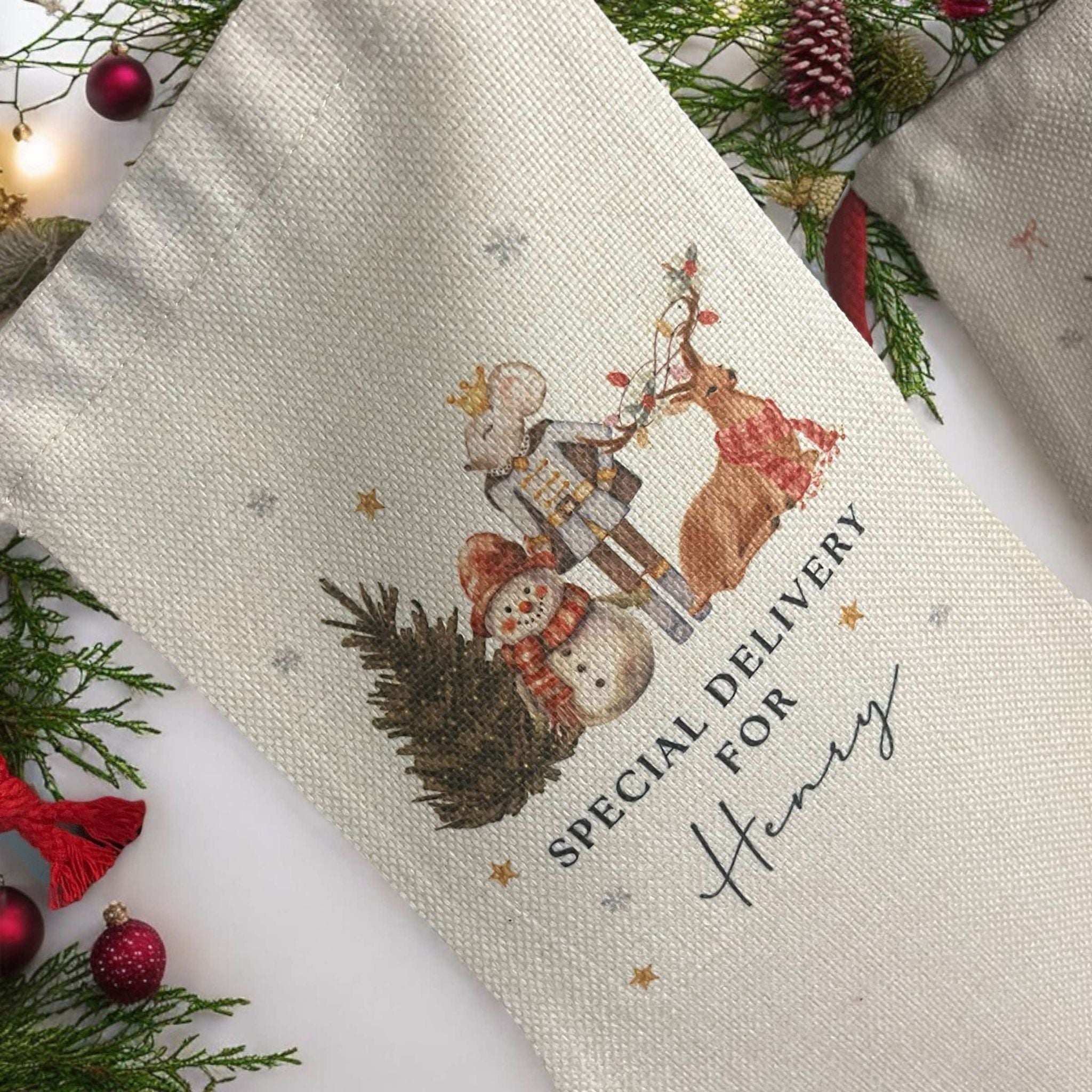 Christmas Watercolour Stocking - Twin Flame Custom
