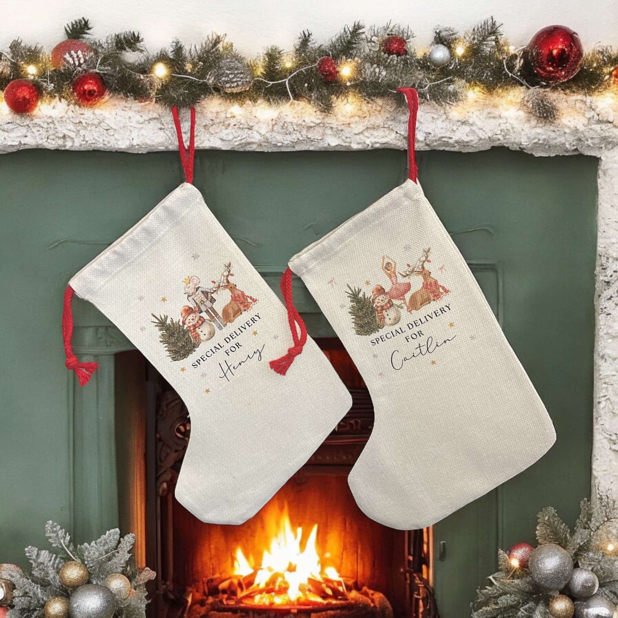 Christmas Watercolour Stocking - Twin Flame Custom