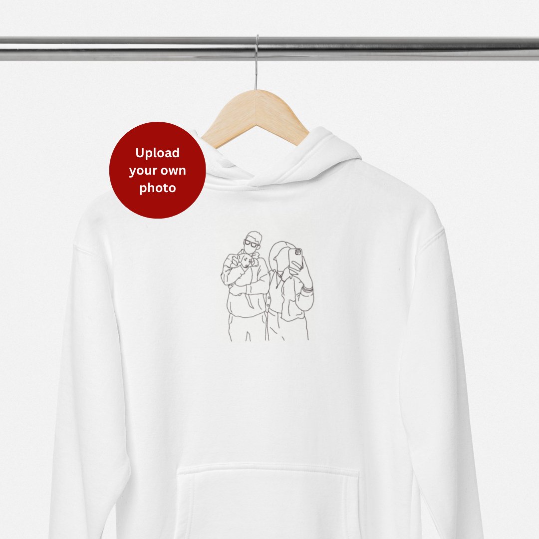 Embroidered Custom Line Art Hoodie - Twin Flame Custom