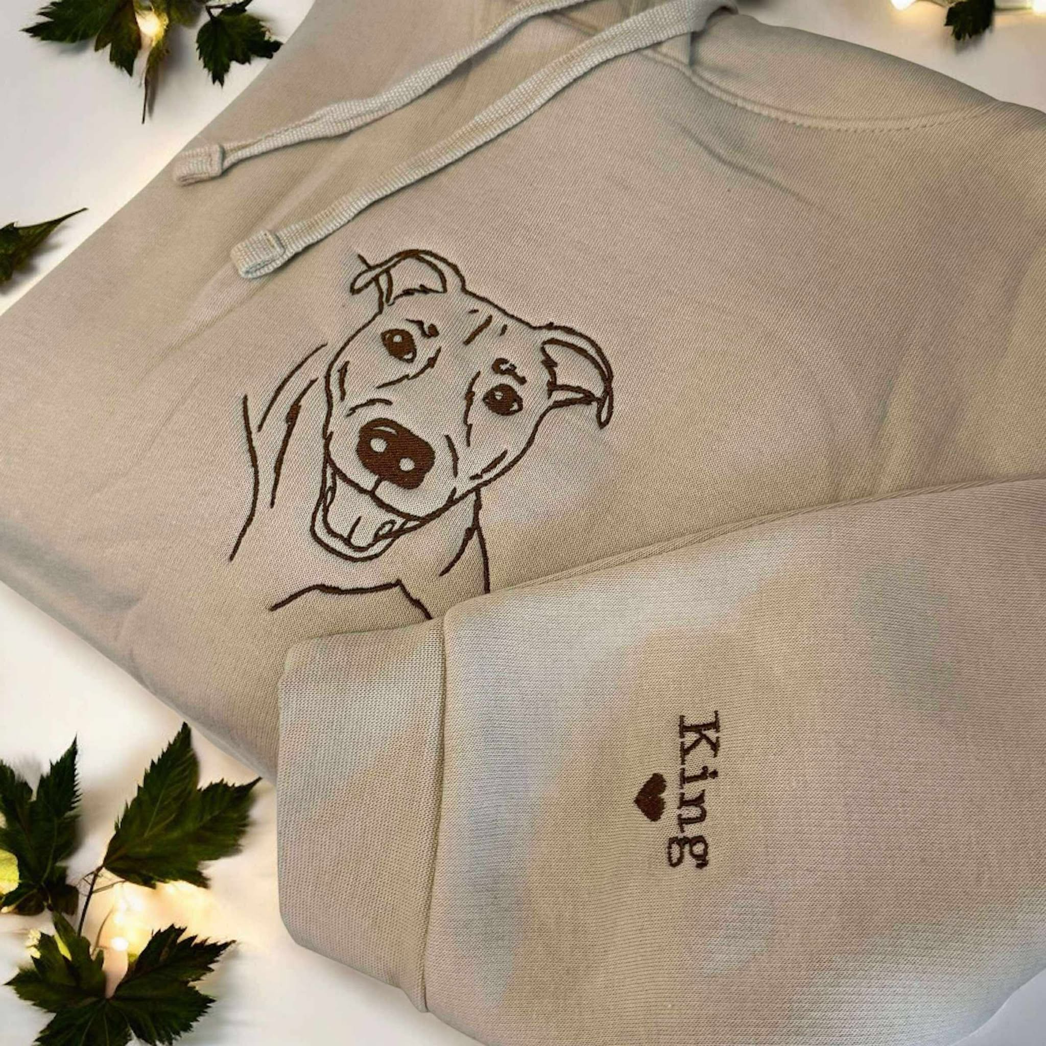 Embroidered Custom Line Art Hoodie - Twin Flame Custom