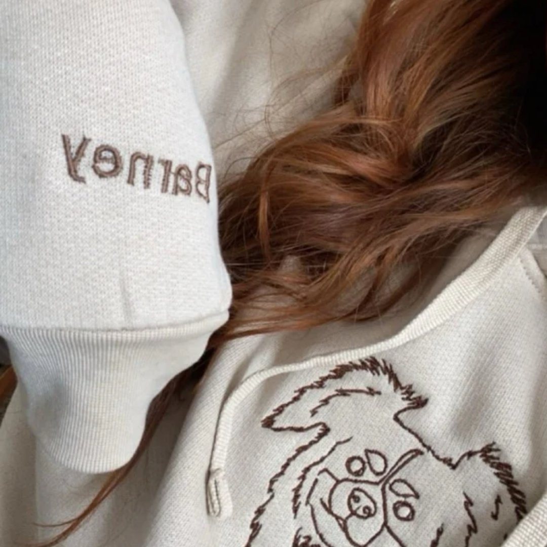 Embroidered Custom Line Art Hoodie - Twin Flame Custom