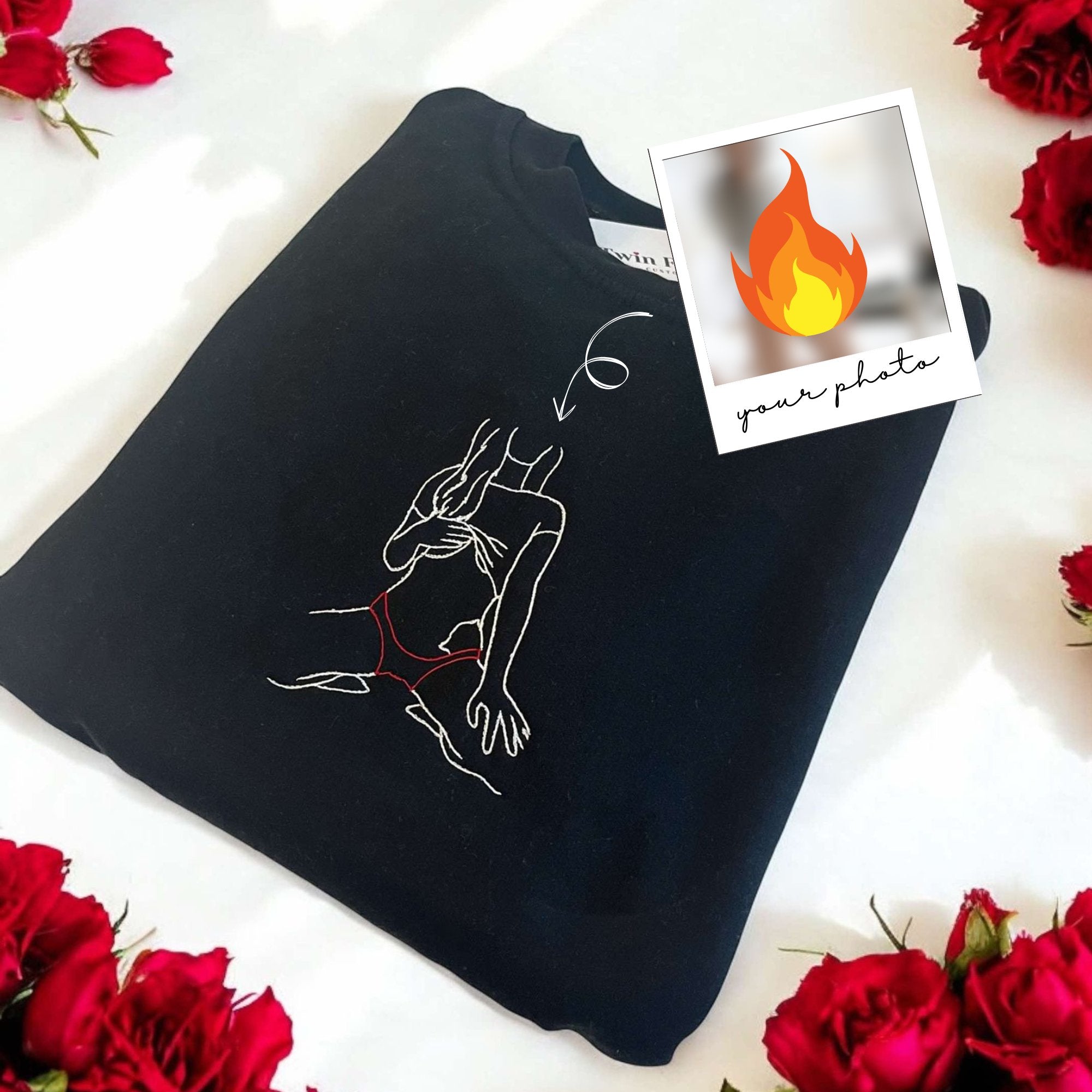 Embroidered Custom Line Art Spicy Hoodies and Sweatshirts - Twin Flame Custom