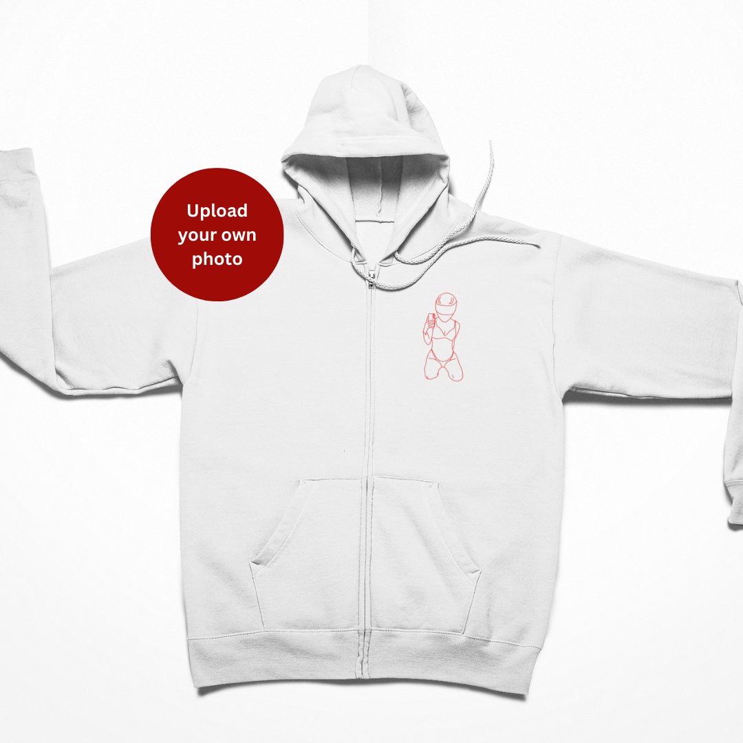 Embroidered Custom Line Art Spicy Zip Up - Twin Flame Custom