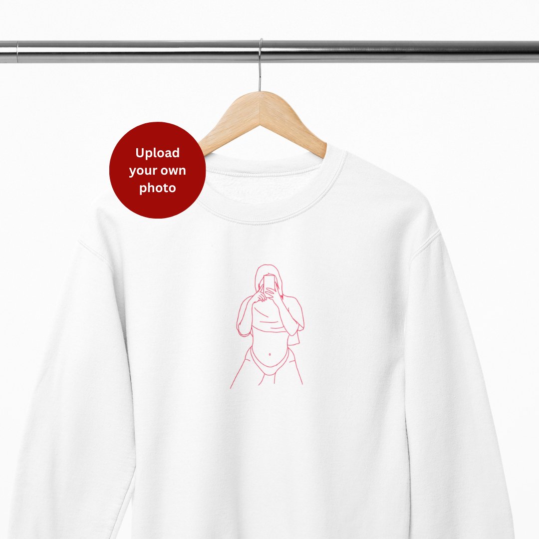 Embroidered Custom Line Art Sweatshirt - Twin Flame Custom