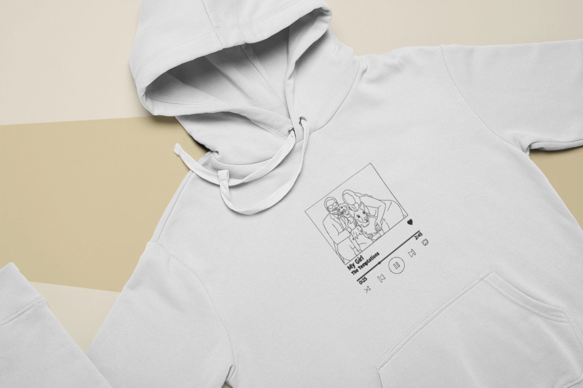 Embroidered Line Art With Song Hoodie - Twin Flame Custom