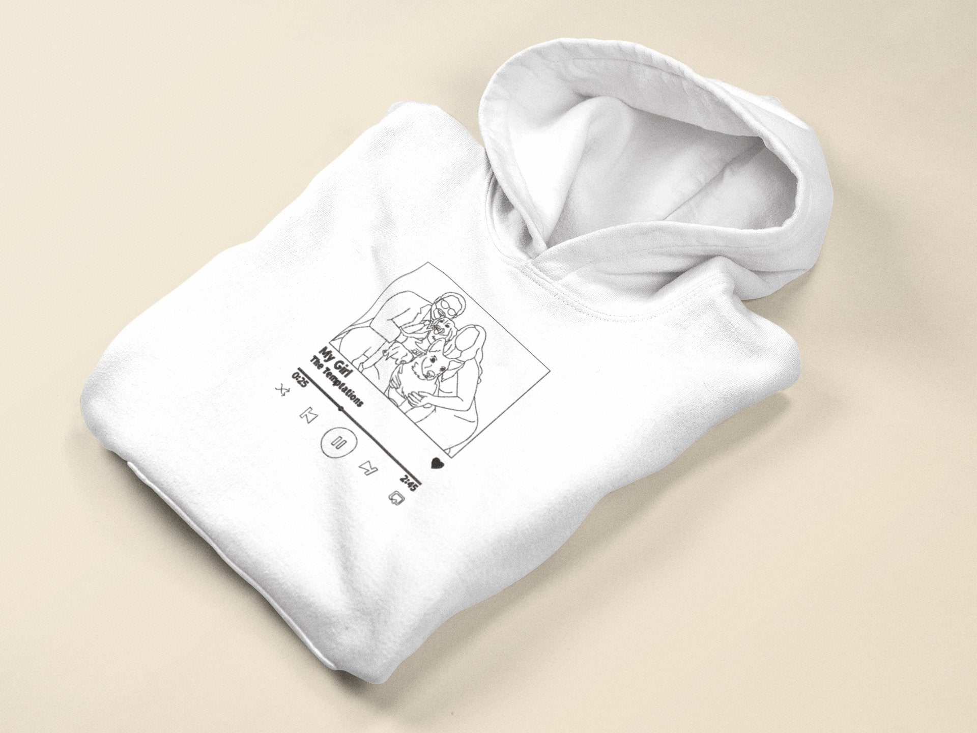 Embroidered Line Art With Song Hoodie - Twin Flame Custom