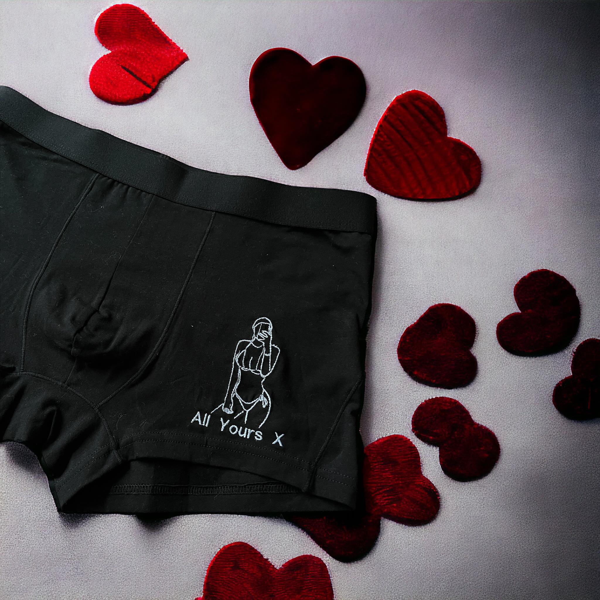 Embroidered Spicy Line Art Boxers - Twin Flame Custom