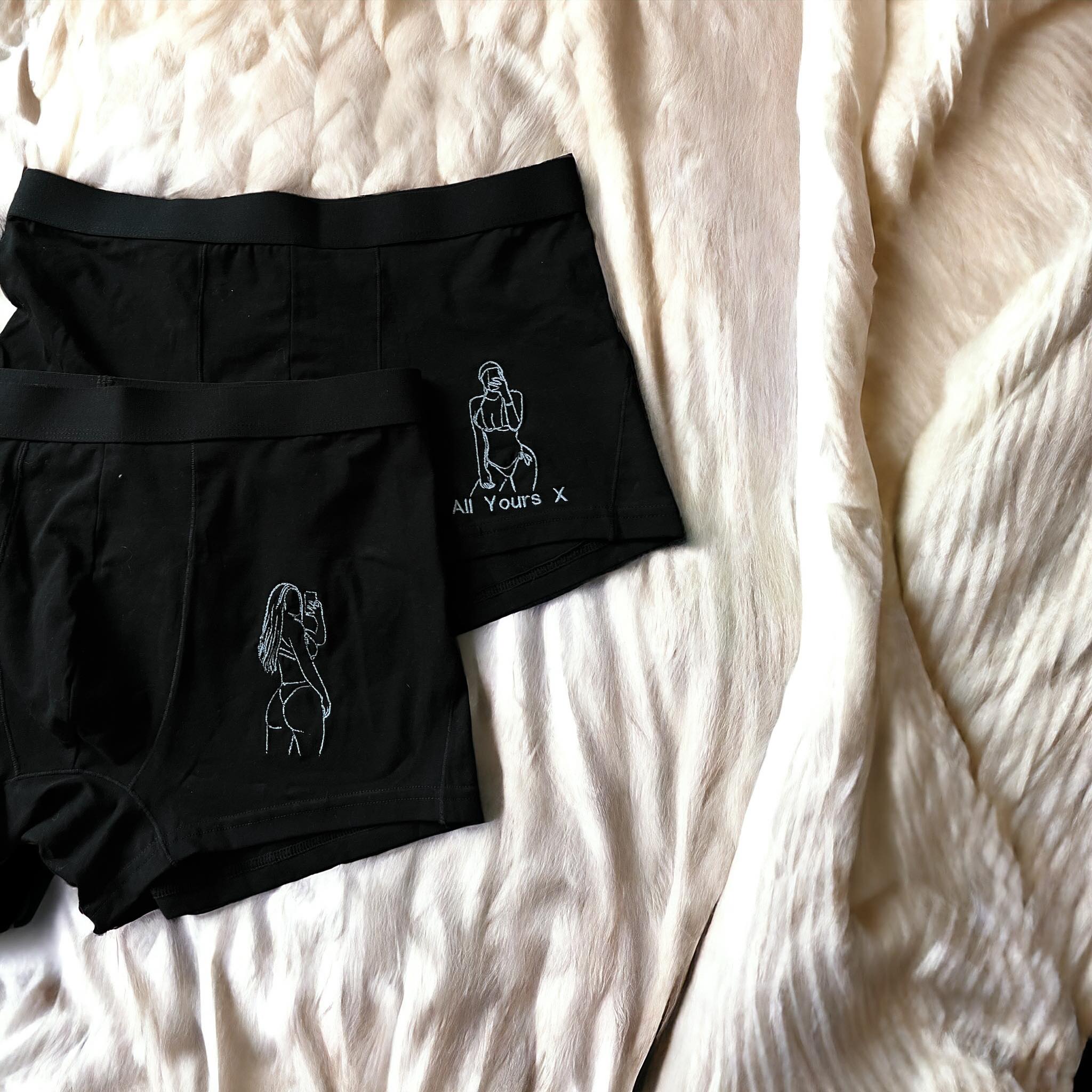 Embroidered Spicy Line Art Boxers - Twin Flame Custom