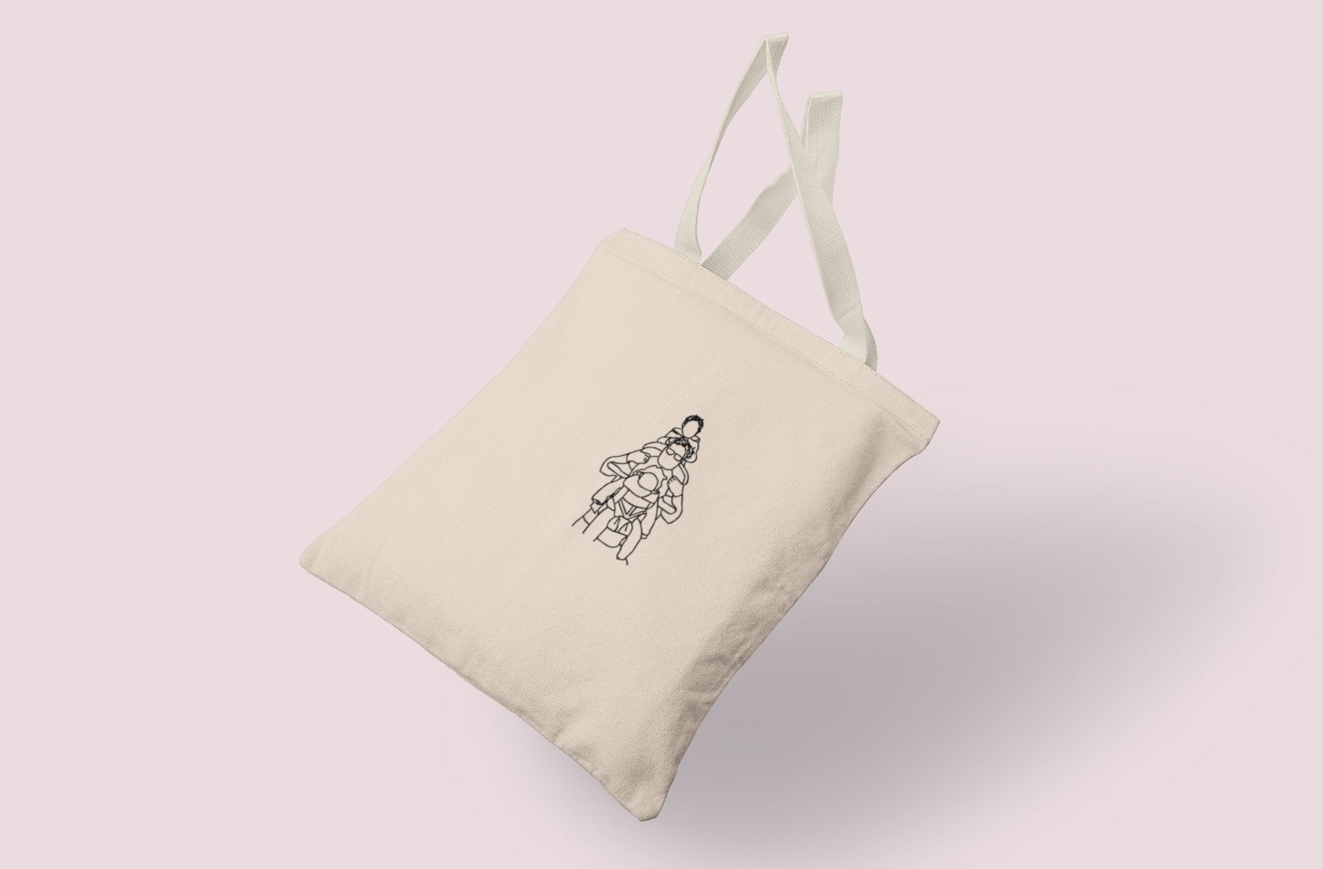 Embroidered TwinFlame© Line Art Tote Bag - Twin Flame Custom