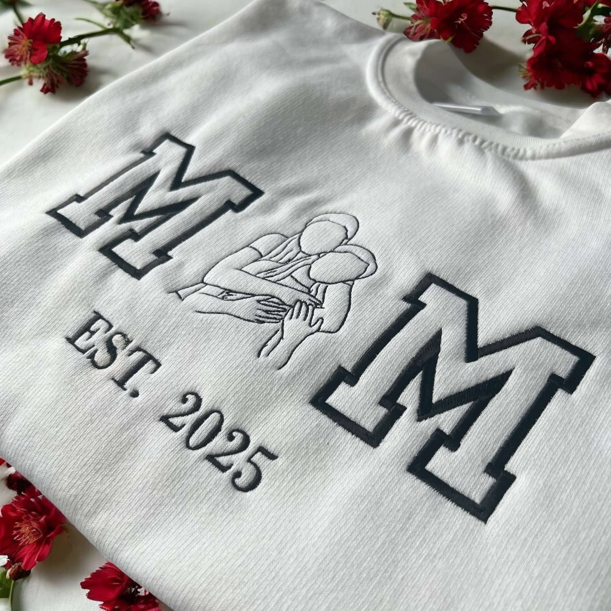 Embroidered Varsity Custom Line Art Hoodies and Sweatshirts - Twin Flame Custom