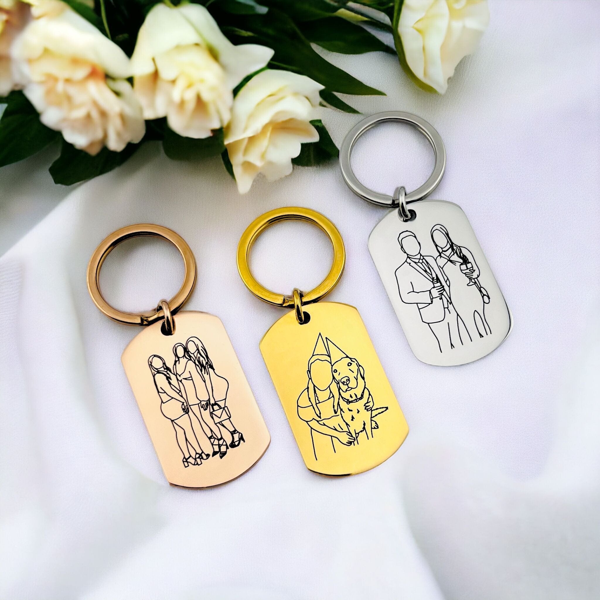 FREE GIFT | Line Art Tag Keychain - Twin Flame Custom