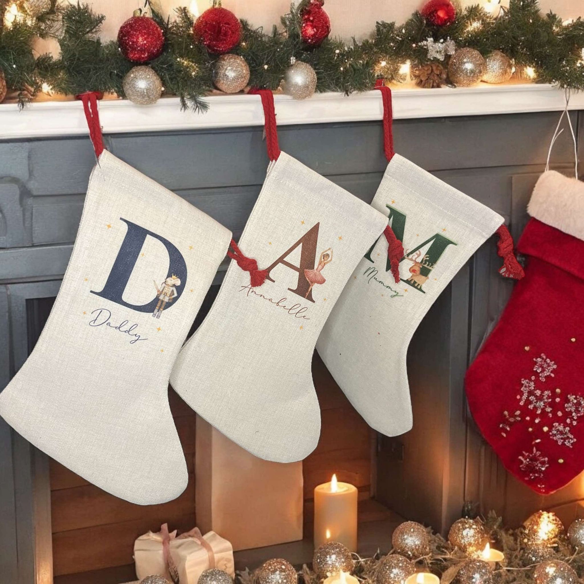 Personalized vintage looking christmas stockings made to order. What 2024 a perfect gift!