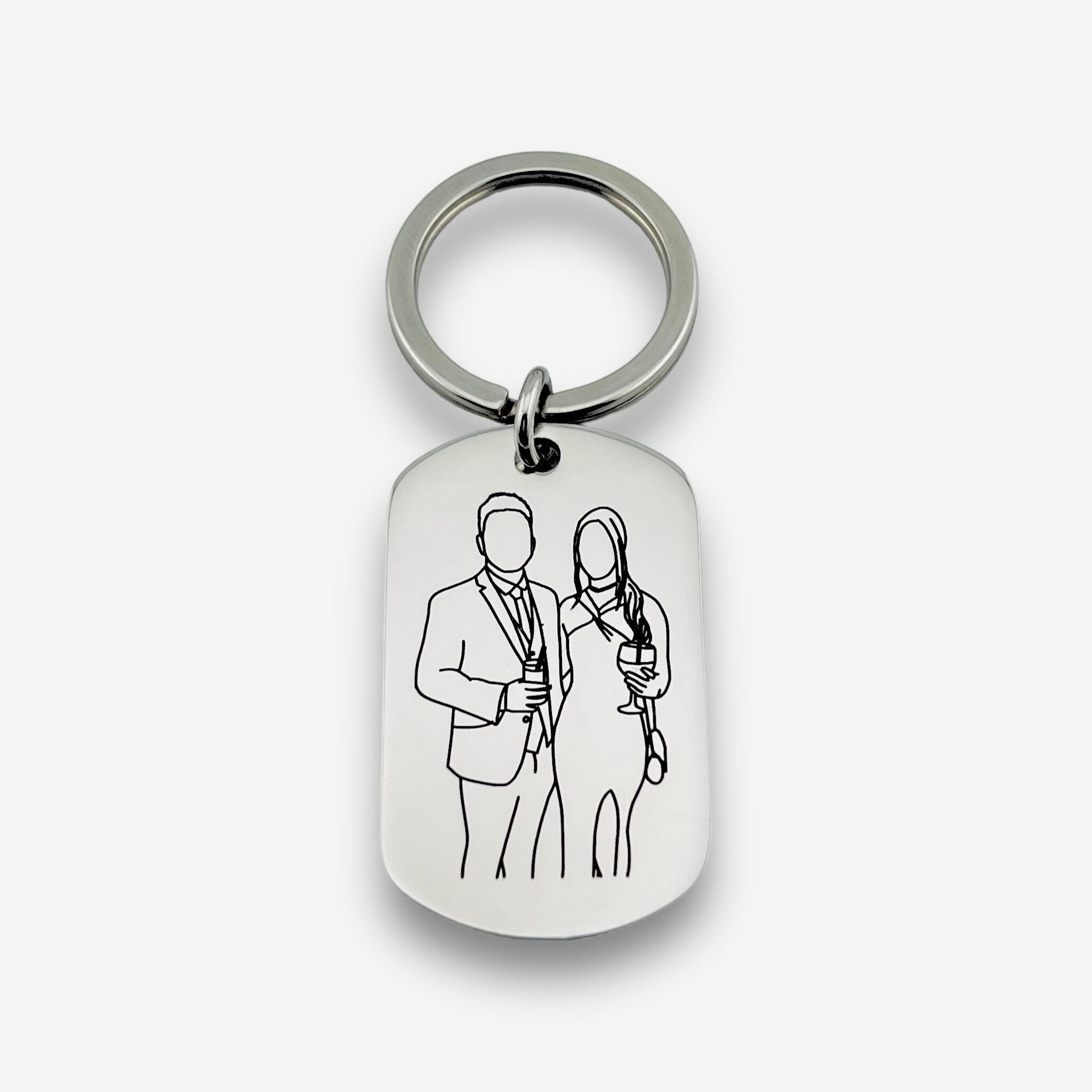 Line Art Couples Keychain - Twin Flame Custom