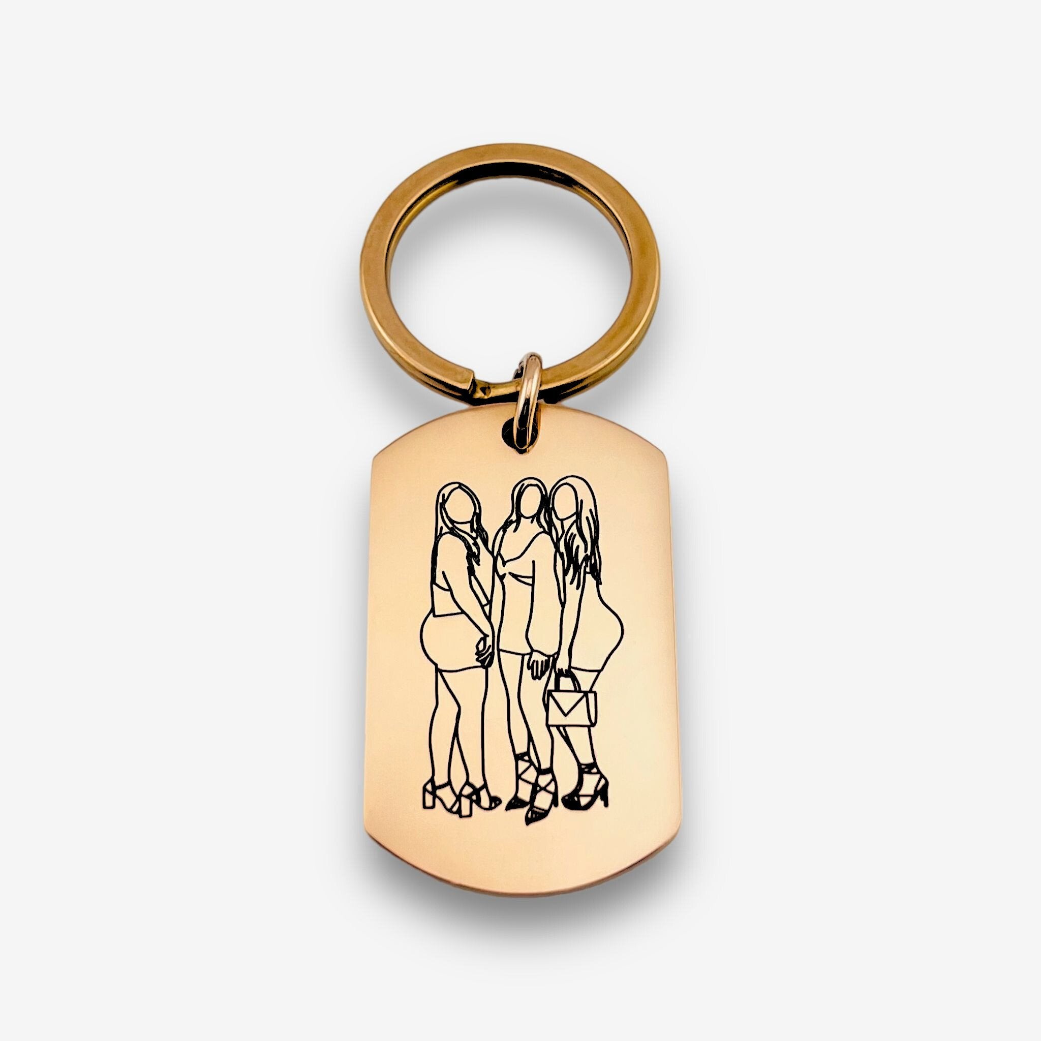 Line Art Friends Keychain - Twin Flame Custom