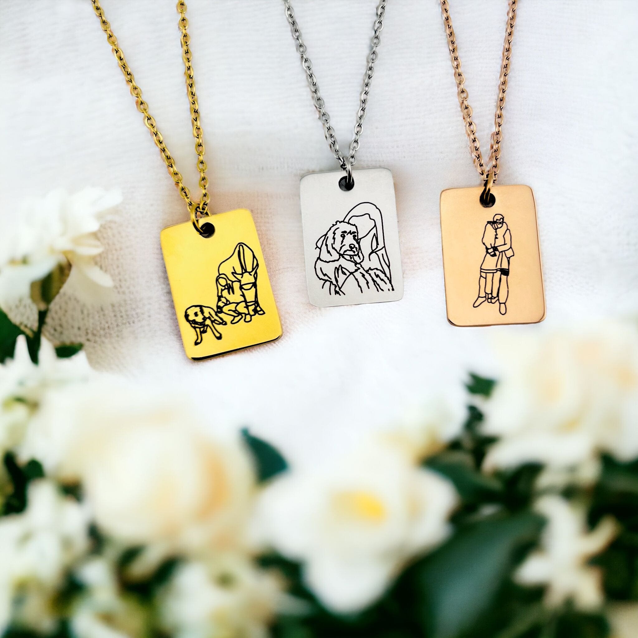 Line Art Mini Bar Necklace - Twin Flame Custom