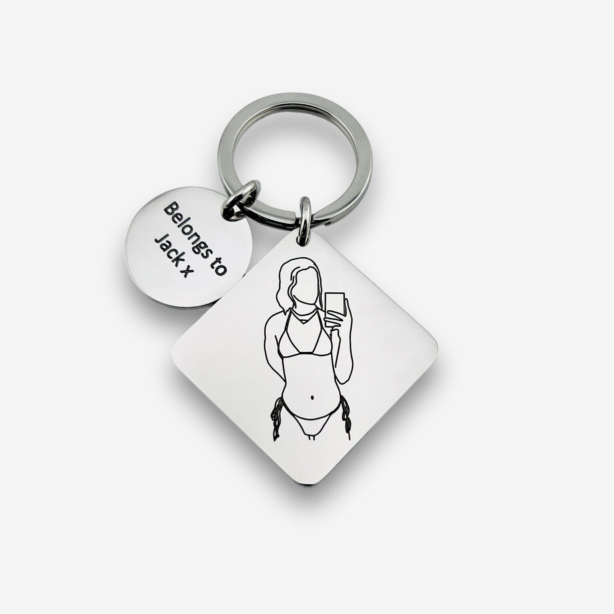 Line Art Spicy Square Keychain - Twin Flame Custom