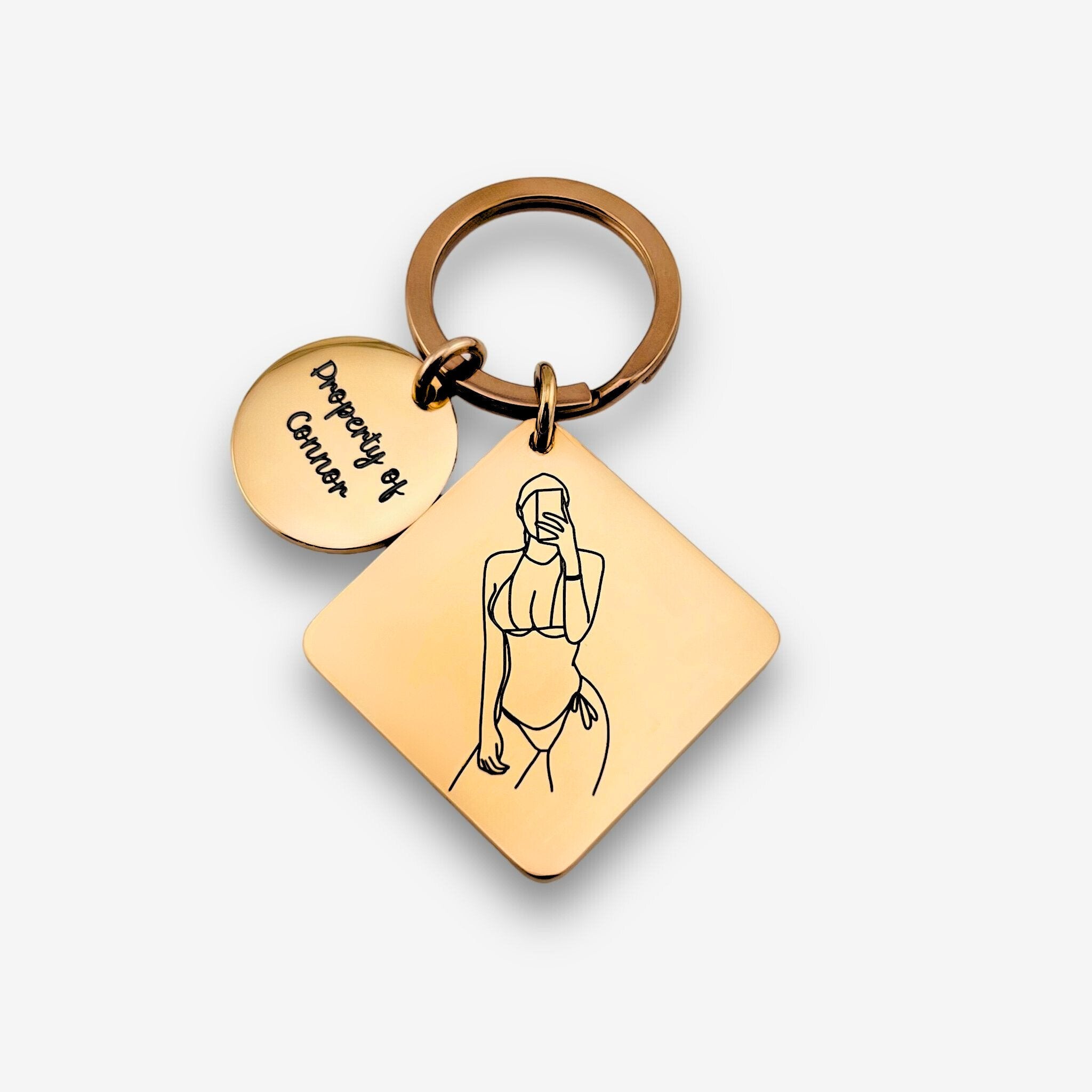 Line Art Spicy Square Keychain - Twin Flame Custom