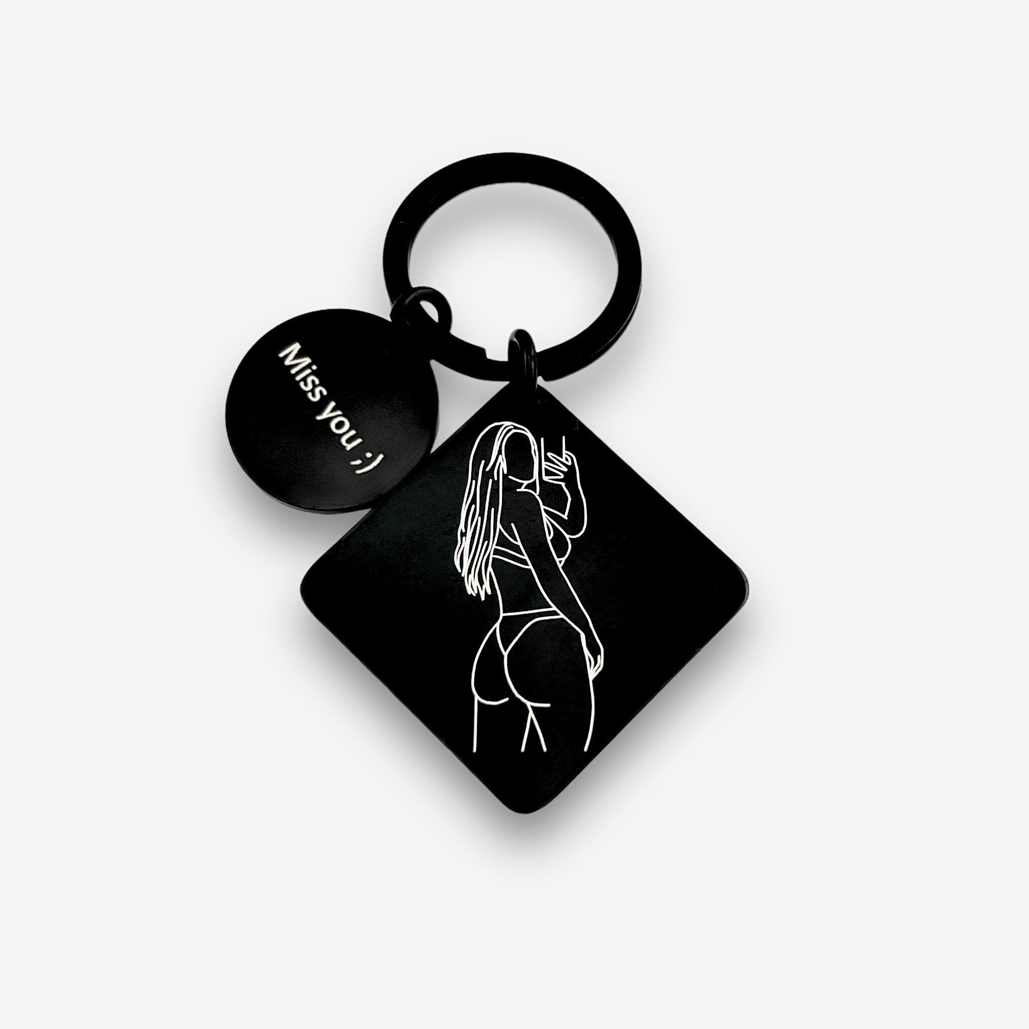 Line Art Spicy Square Keychain - Twin Flame Custom