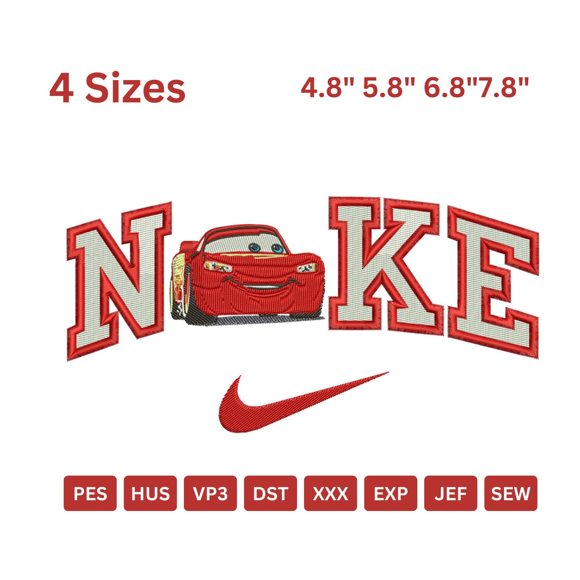 Nike Lightening McQueen Embroidery File - Twin Flame Custom